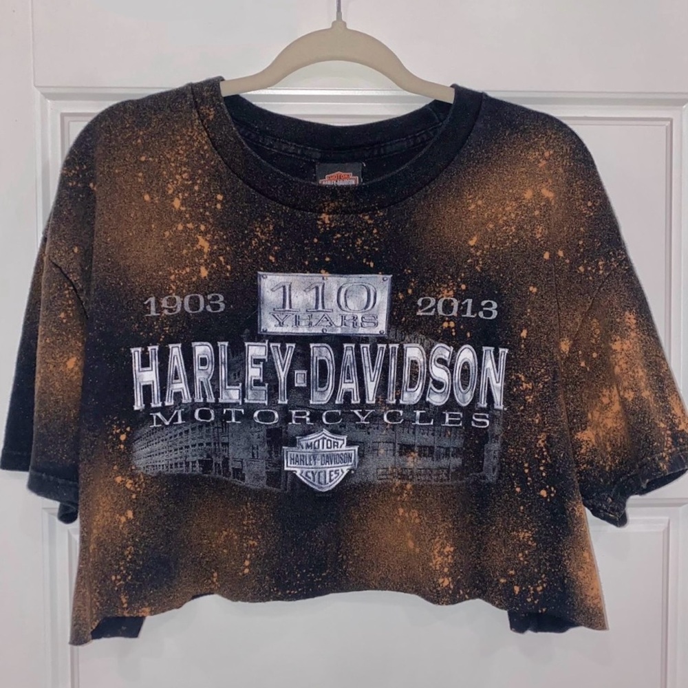 Upcycled Vintage Harley Davidson Cropped T-shirt
